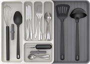 Organizzatore estensibile per contenitore a lavello, supporto per posizionamento utensili, organizzatore di posizionamento variabile per utensili da cucina e accessori da cucina, bianco e grigio