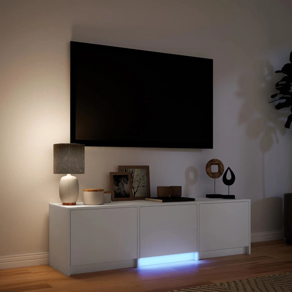 Mobile TV con LED Bianco 140 x 34 x 40 cm Legno ingegnerizzato