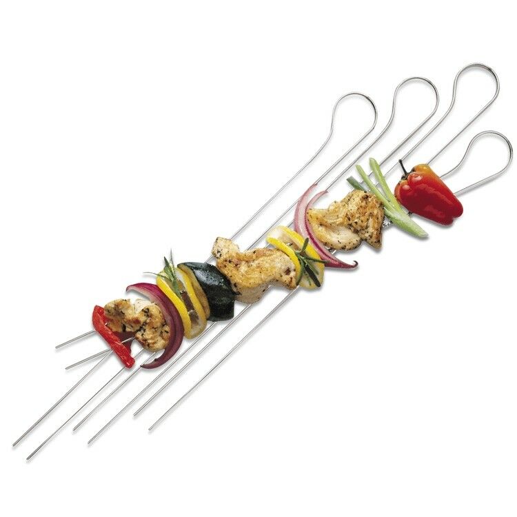 Spiedini barbecue acciaio Set Utensili Weber 8pz Doppia Punta Spiedo Arrosticini