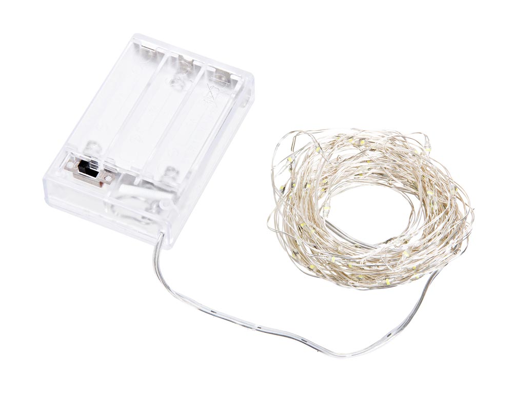 Luci di Natale a Batterie 80 Micro Led Catena Microled 8 Mt Luce Bianca Fredda