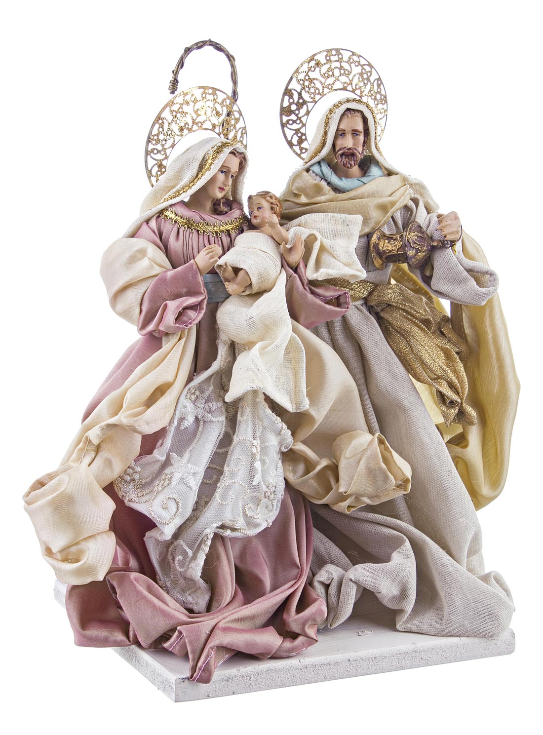 Statuine Presepe di Natale Natività Onorata Tessuto Resina Figure 38 cm