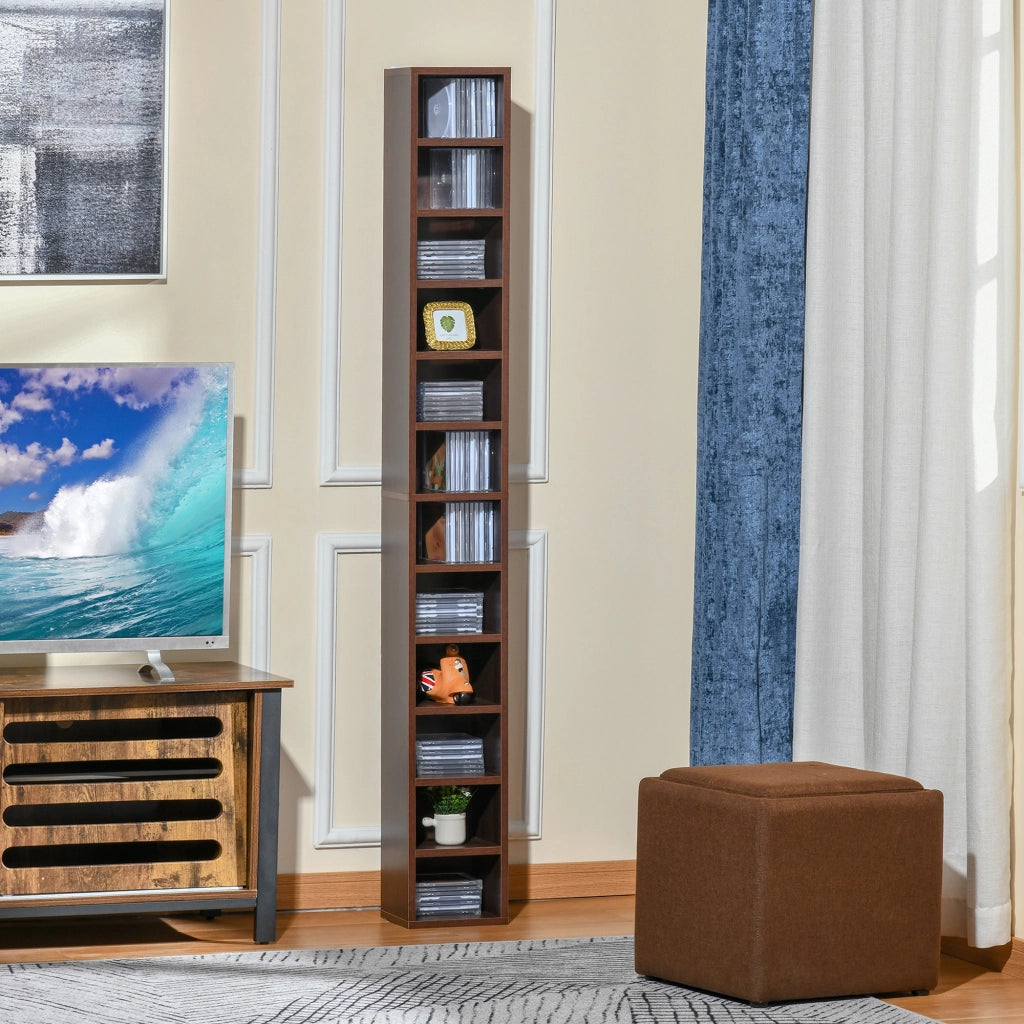 Libreria Porta CD 12 Ripiani per CD Videogames Blu-ray ¨C zephmum ¨C MDF Truciolato 21x20x175 cm Marrone