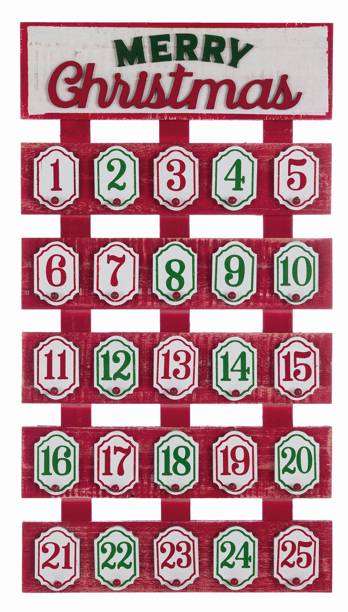 Calendario Avvento in Legno Natale Vintage Retro Rosso Shabby Chic Blanc Mariclo