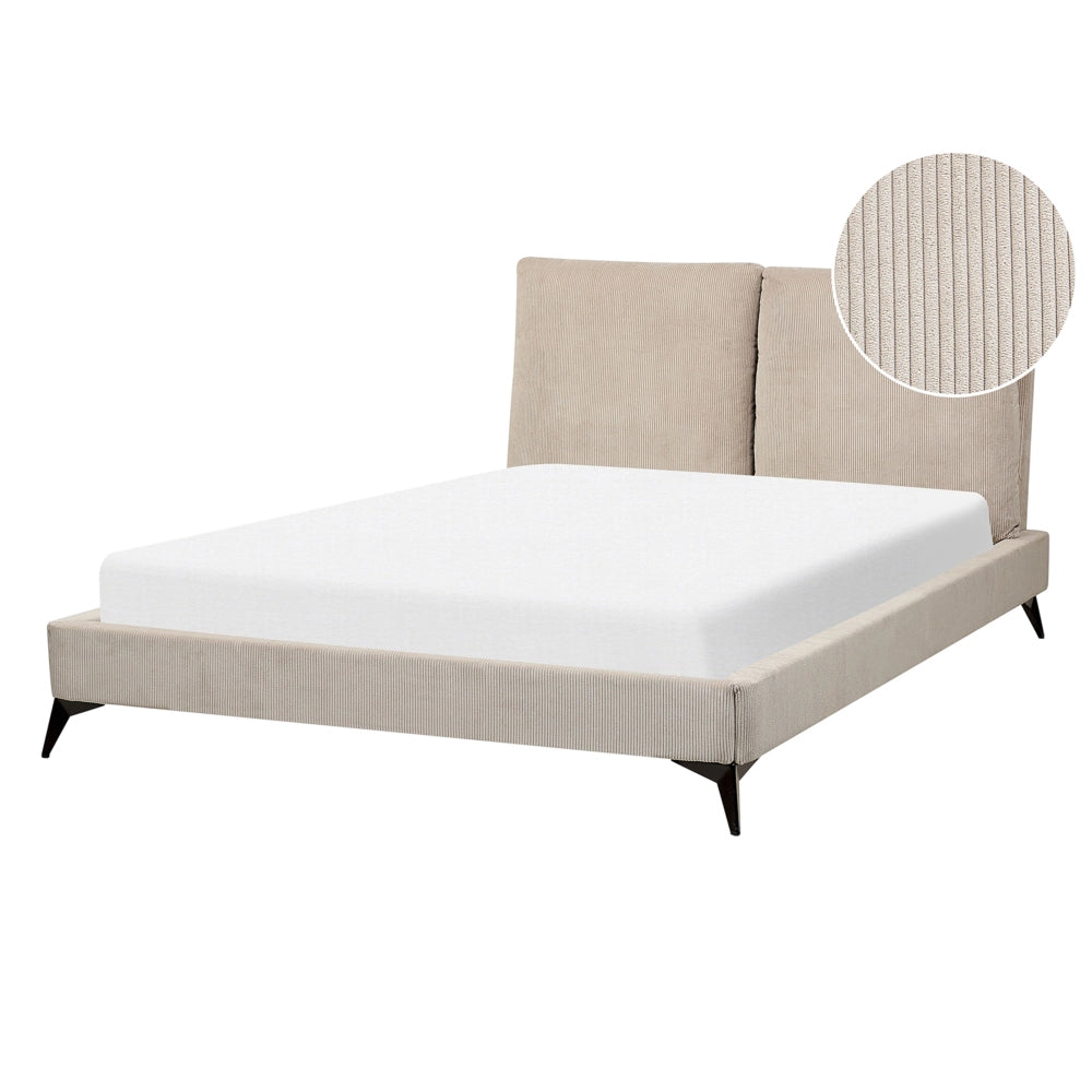 Letto imbottito moderno in velluto a coste grigio talpa 140 x 200 cm moderno elegante