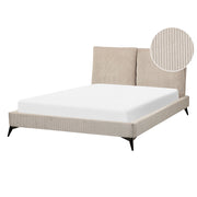 Letto imbottito moderno in velluto a coste grigio talpa 140 x 200 cm moderno elegante