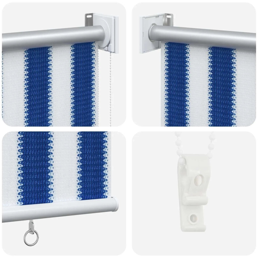 Tenda a Rullo Esterno Blocco UV 90% Strisce Blu e Bianche HDPE 42035967