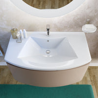Mobile Bagno Sospeso 80 cm con Lavabo Specchio Lampada Moderno Minimalista Sole