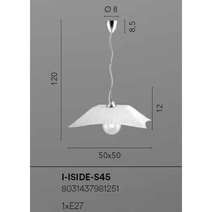 SOSPENSIONE ISIDE DIAMANTATO 1XE27 50X50X120CM.