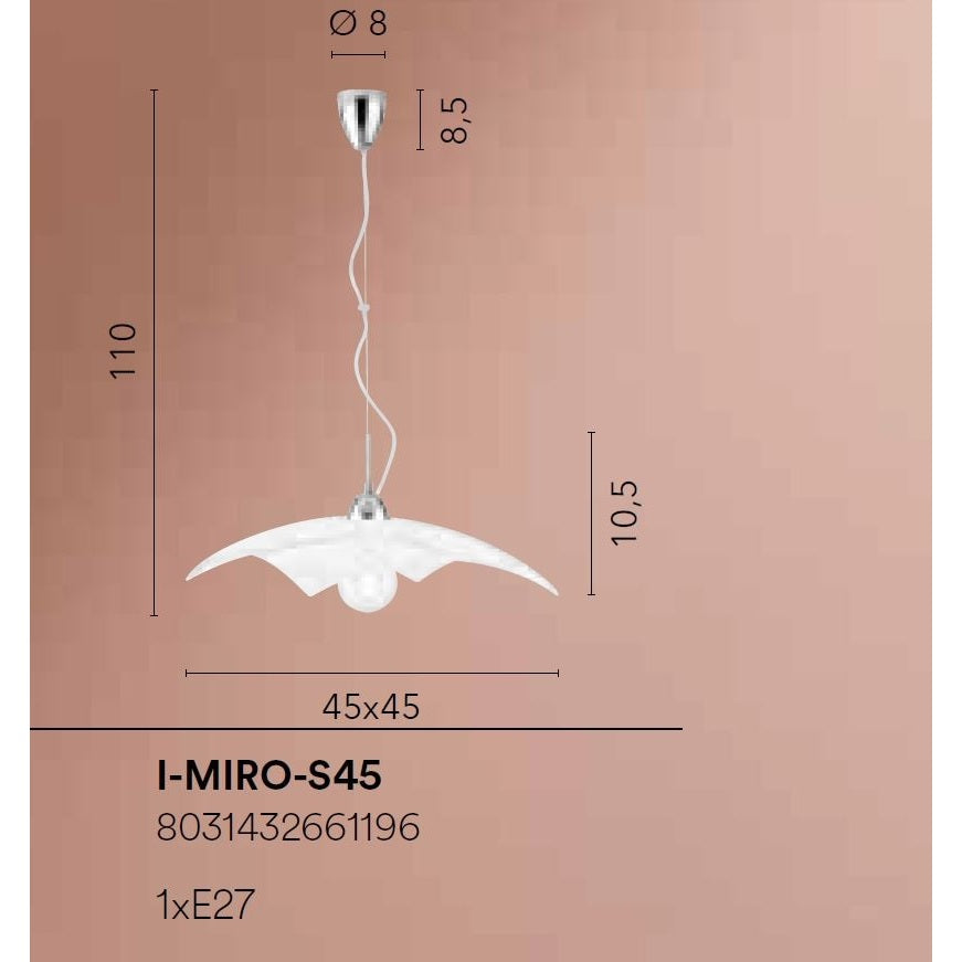 SOSPENSIONE MIRO' BIANCA 1XE27 45X45X110CM.