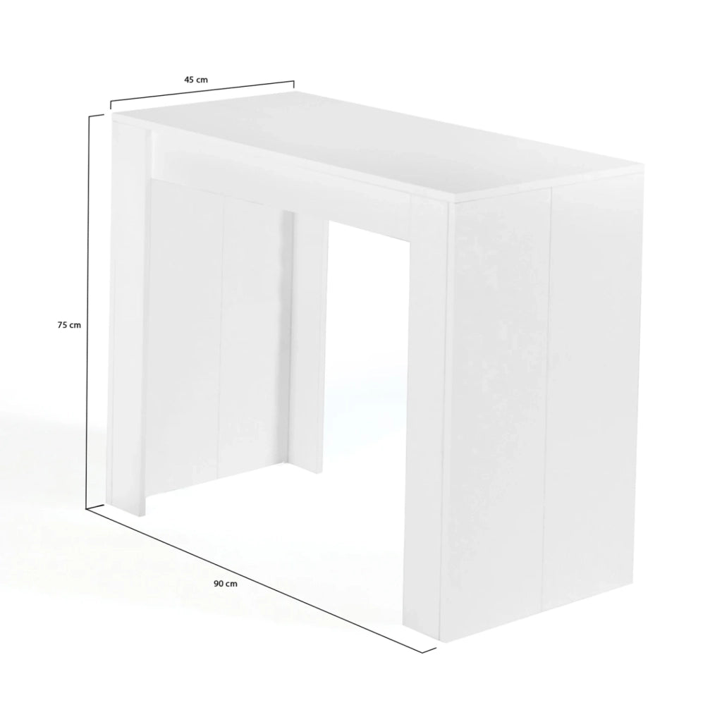IDMarket - Tavolo consolle estensibile per 6 persone 140 cm in legno bianco ORLANDO