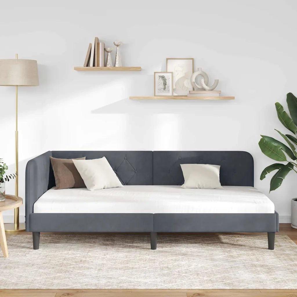 Cornice del letto ad angolo Grigio scuro 100 x 200 cm Velluto 42016617