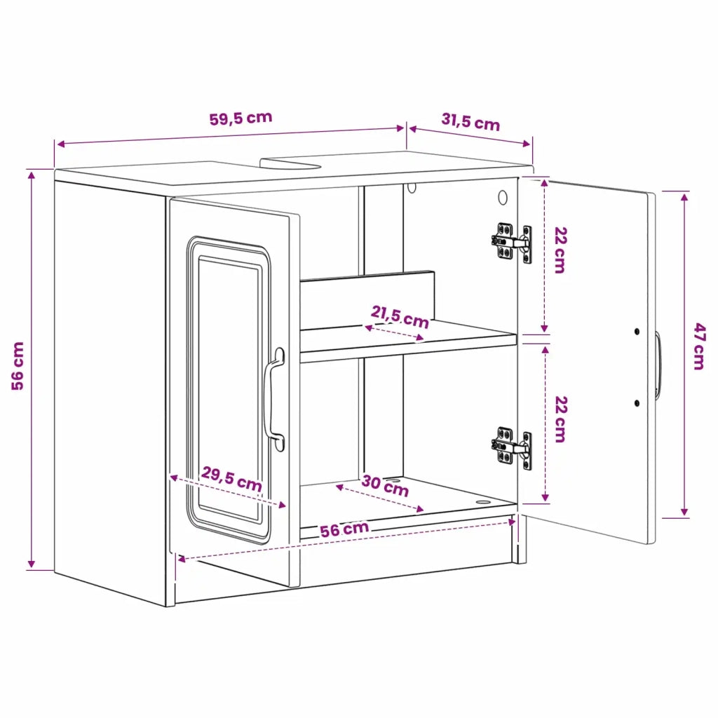 Armadio per Lavabo da Bagno UTRECHT Legno antico 897673