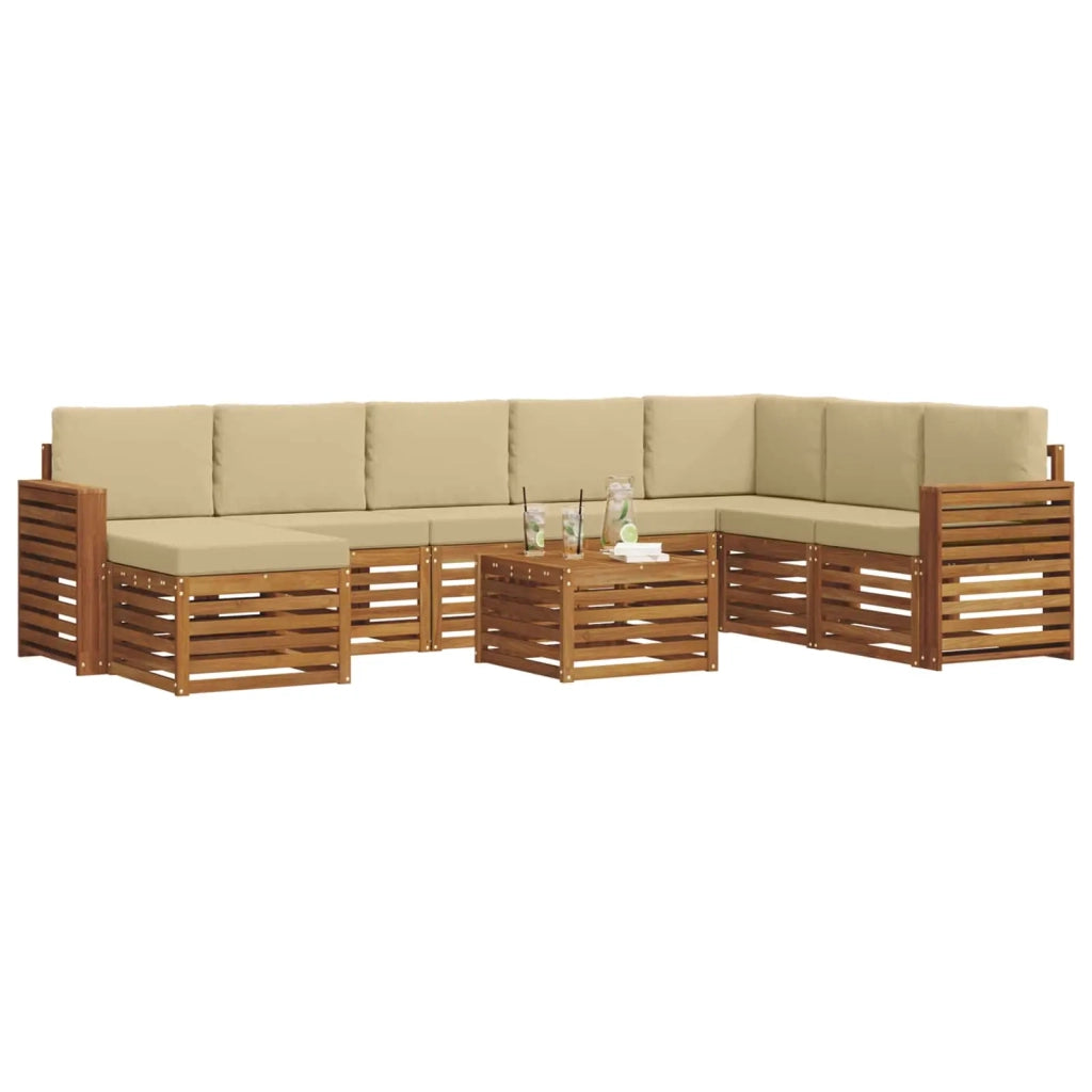 Set di divani da esterno 9 pz Naturale e Beige 3375338