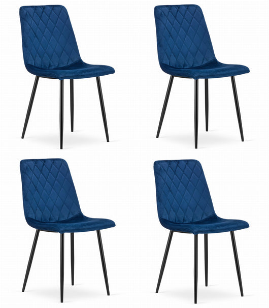 Sedia VALORA TURIN - Design ergonomico in velluto blu navy x 4