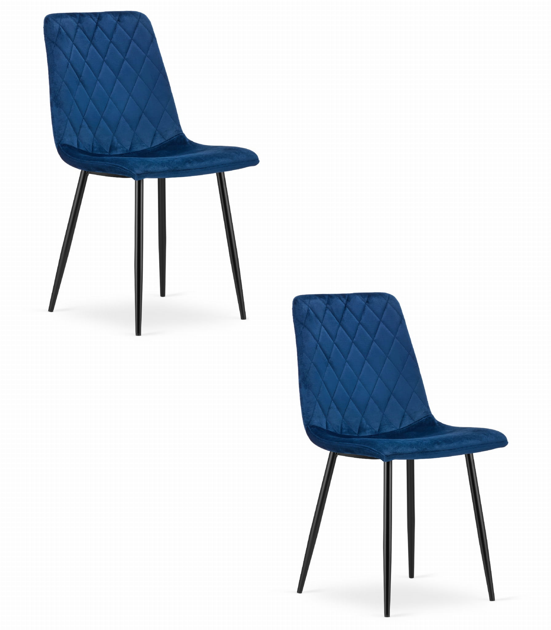 Sedia VALORA TURIN - Design ergonomico in velluto blu navy x 2