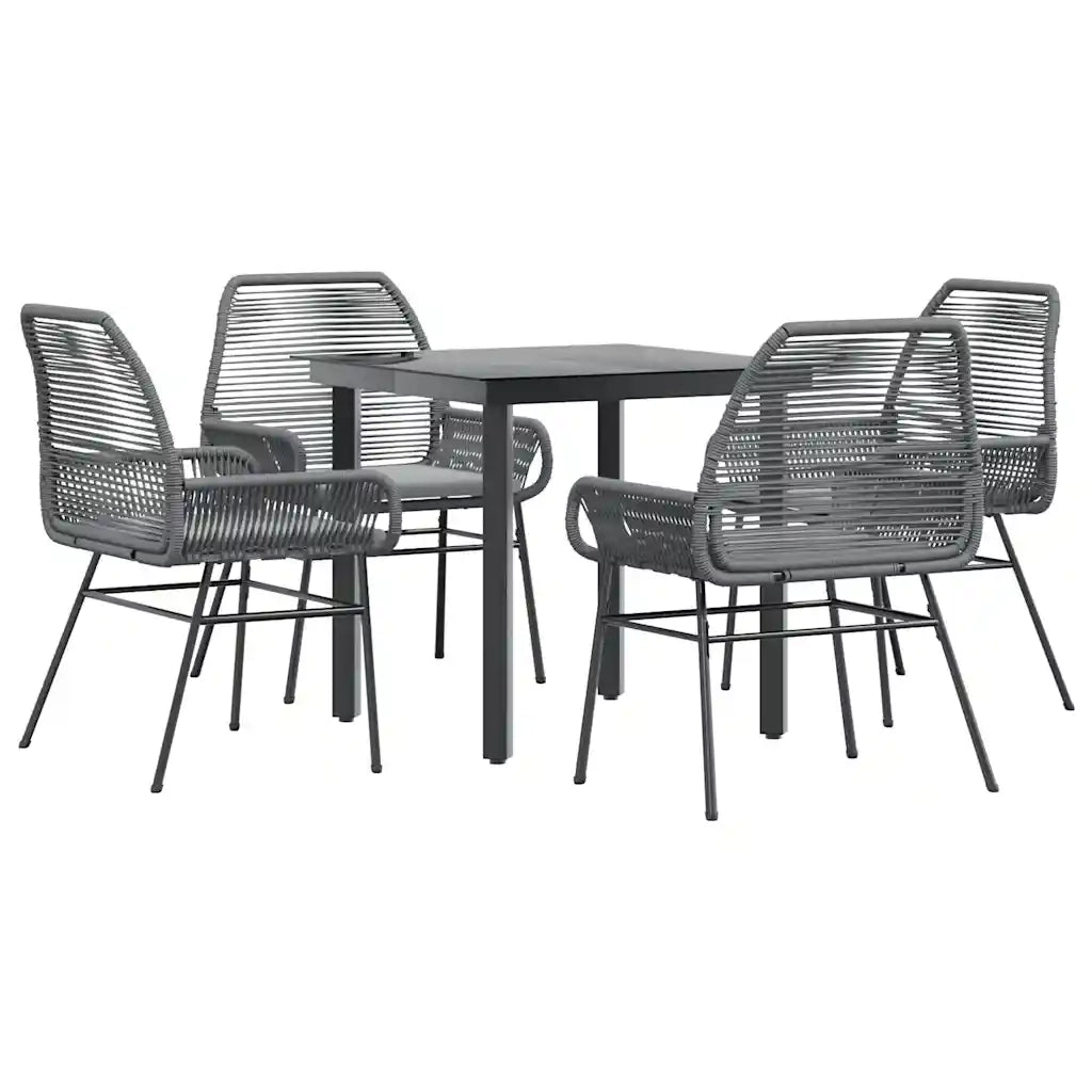 Set da Pranzo da Giardino 5 pz con Cuscini Polyrattan Vetro