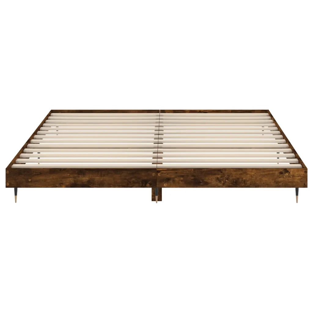 Letto matrimoniale | Letto per adulti | Giroletto senza Materasso Rovere Fumo 120x200 cm in Truciolato