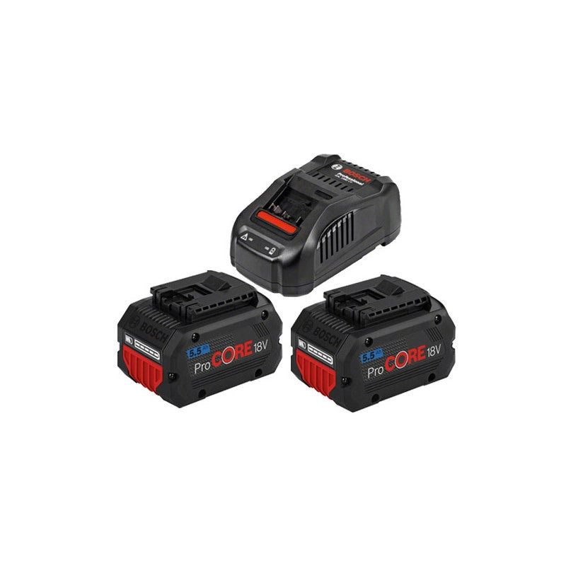 Starter Kit Bosch 18 V – caricabatterie + 2 batterie da 5,5 Ah – Bosch Power for All