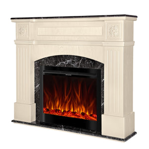 Camino Elettrico da Pavimento 120x140x30 cm Effetto Fiamma 1500W Josefina & Colorado Ivory/dark gray