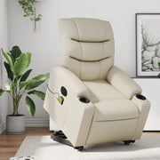 Poltrona Alzapersona Elettrica Reclinabile Crema in Similpelle 3206621