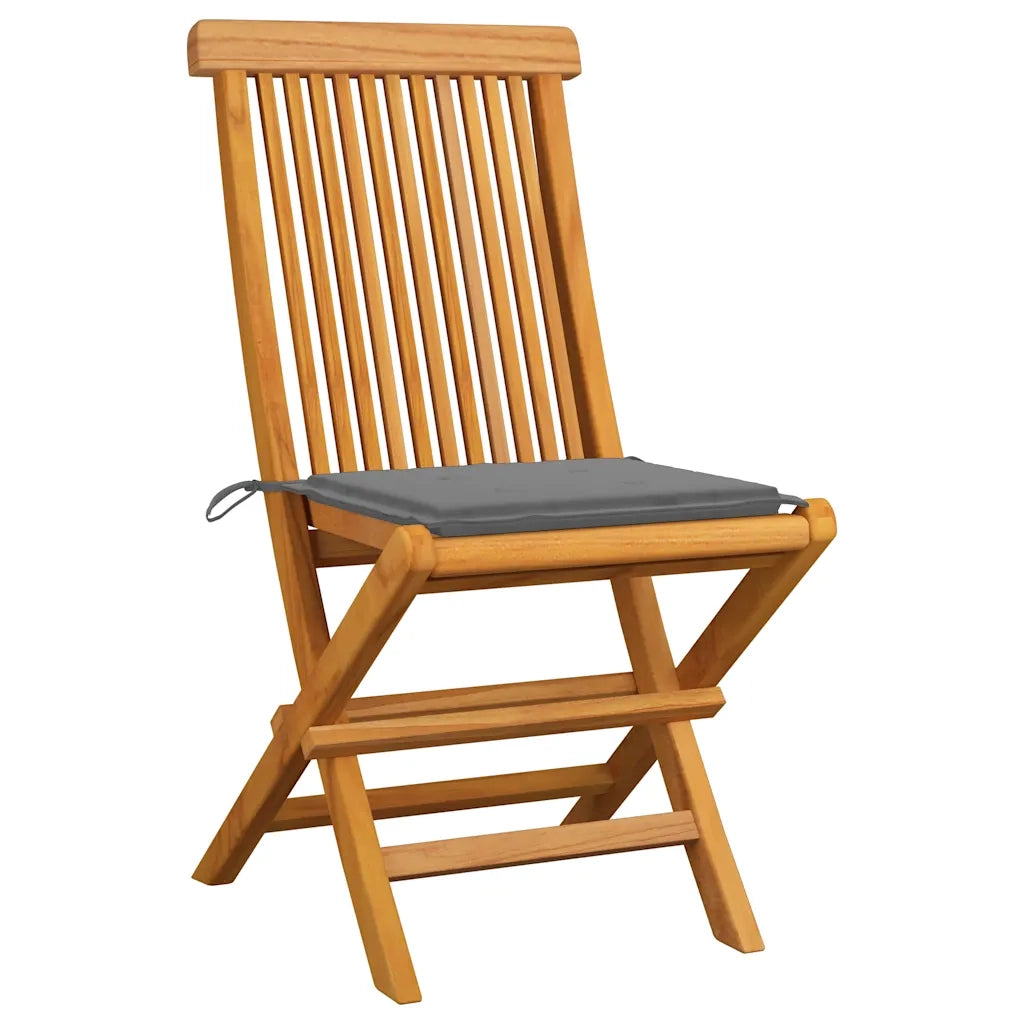 Sedie da Giardino con Cuscini Grigi  2 pz in Massello di Teak 3062461