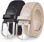 Set di 2 cinture di tessuto - cinture elastiche - cinture elastiche intrecciate - cinture elastiche intrecciate unisex - senza foro - cinture di tessuto intrecciate decorative - 107x2,5cm