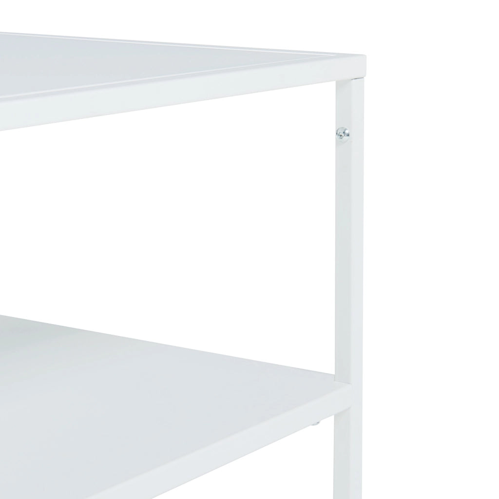 Tavolino Basso da Soggiorno Solund a 2 Piani di Appoggio 60x60x45 cm Bianco opaco [en.casa]