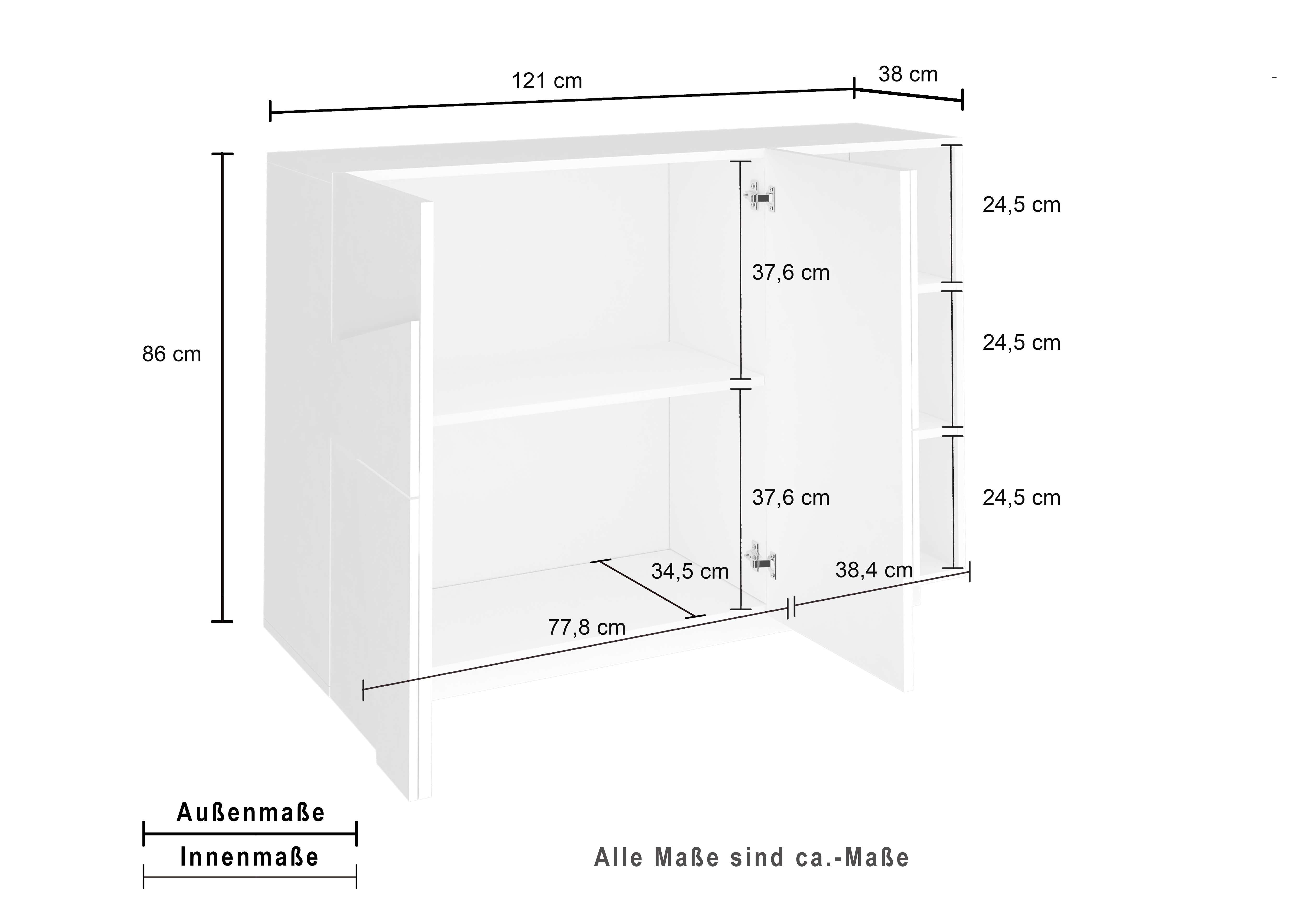 Mobile PING L 121.8 x H 86 x P 39.2 cm colore bianco lucido