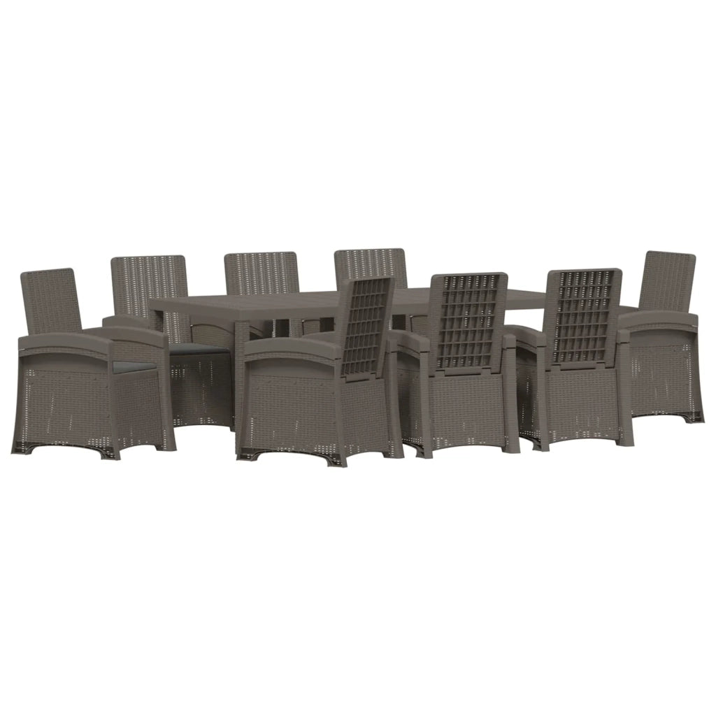 Set da Pranzo per Giardino 9 pz Grigio chiaro e Antracite PP 3430164