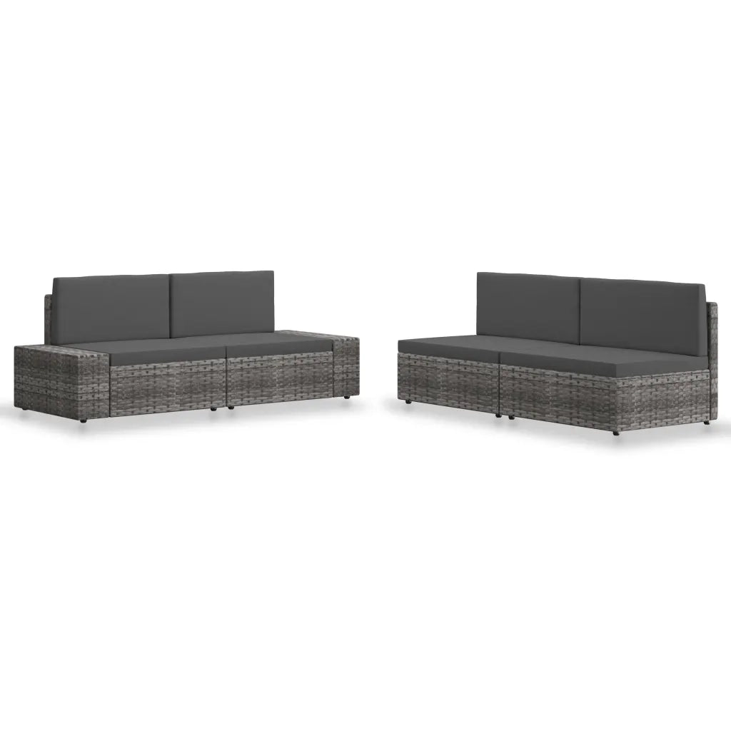 Set Divani da Giardino 4 pz in Polyrattan Grigio cod mxl 44495