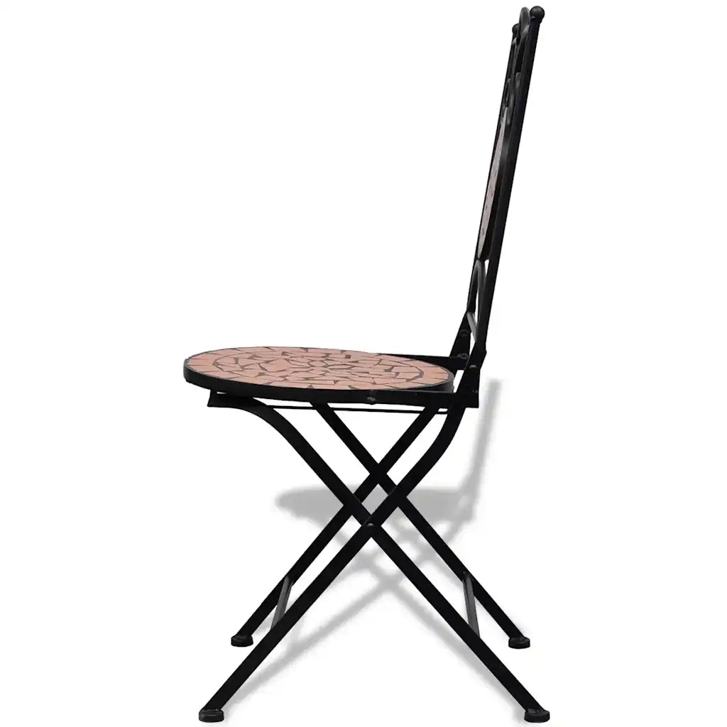 Sedie da Bistrot Pieghevoli 2 pz | Sedie da Esterno in Ceramica Terracotta