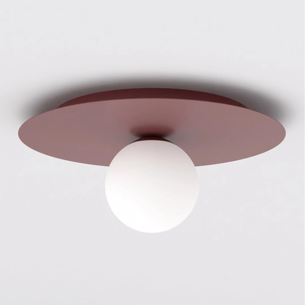 Lampada da soffitto SOLAR bordeaux con diffusore in vetro opalino