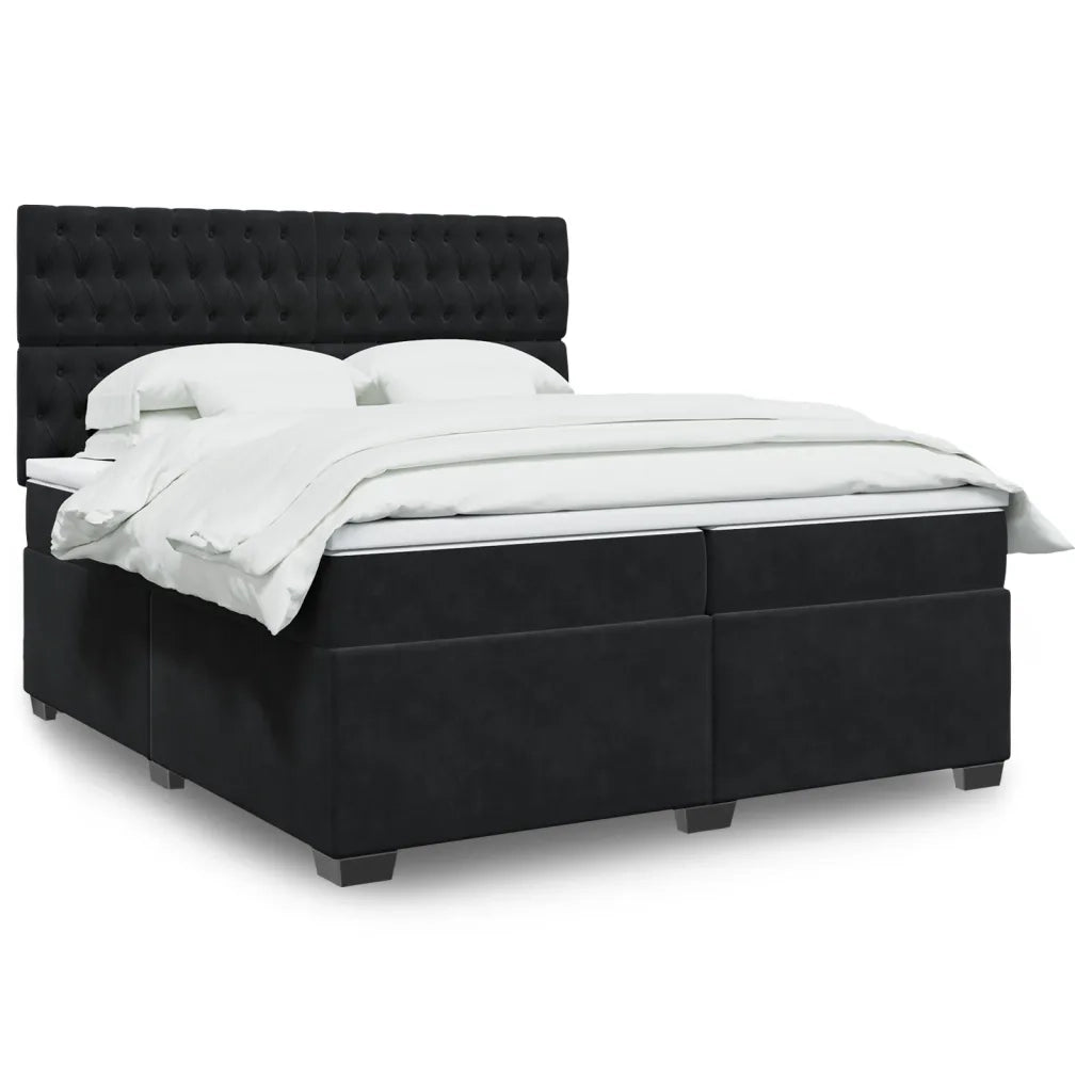 Giroletto a Molle con Materasso Nero 200x200 cm in Velluto 3291010