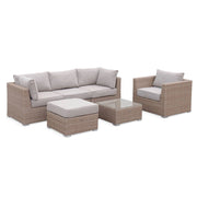 Salotto da giardino premium in resina intrecciata, 5 posti, beige