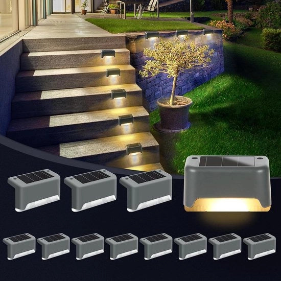 Illuminazione Solare per Esterno - 12 Pezzi - Impermeabile - Decorazione Terrazza - Illuminazione Esterna per Scale e Cunette - Illuminazione Interna di Cortile