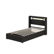 Letto per bambini 90 × 200 cm 1 posto con contenitore; LED; Bluetooth e 2 porte USB; senza materasso; nero
