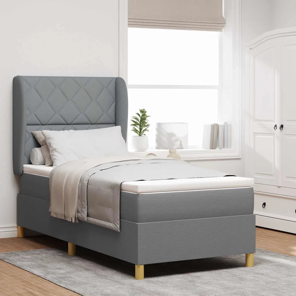 Letto con molle e materasso Grigio Scuro 90x190 cm Tessuto 3340788
