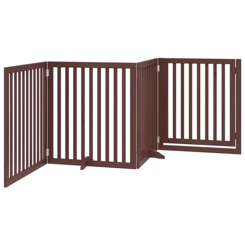 Cancello Cani Porta Pieghevole Marrone 4 Pannelli 320cm Pioppo CFW4064991