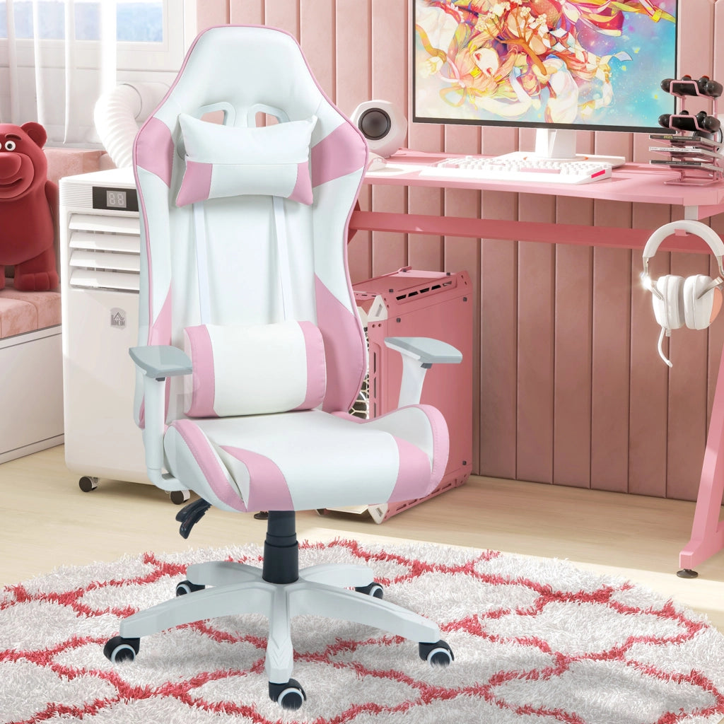 Sedia Gamer con Braccioli e Schienale Regolabile ¨C Zephmum ¨C Rosa 67x60x120-128 cm