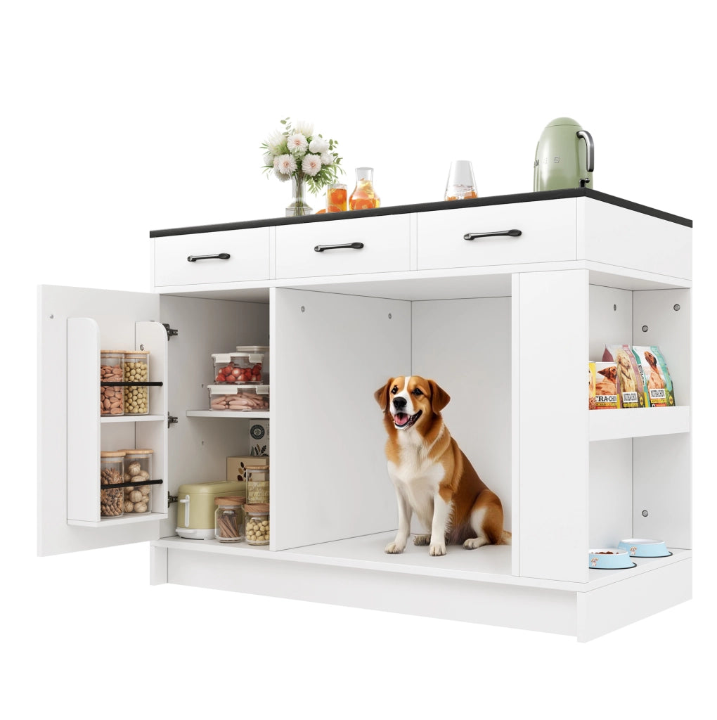 Carrello da cucina con area pet e 3 cassetti