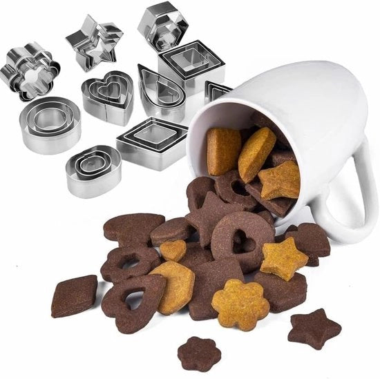 Set di 30 forme per biscotti in miniatura con scatola - Piccole forme in acciaio inossidabile per frutta, verdura e argilla polimero, insieme geometrico per biscotti, ideale per bambini