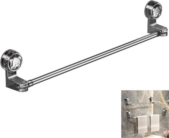 Manubrio per asciugamani - Manubrio estensibile 30-60 cm - Manubrio per asciugamani bagno - Manubrio per asciugamani - Zavorra senza forare - Per bagno, cucina - Rotativo - Manubrio per asciugamani angolare - Manubrio per asciugamani per parete
