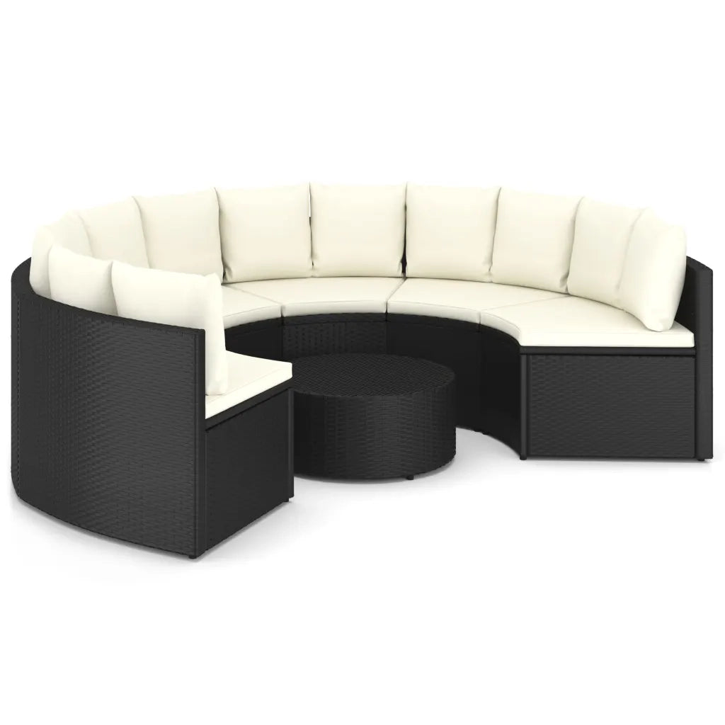 Set Divani da Giardino 7 pz con Cuscini in Polyrattan Nero 3064892