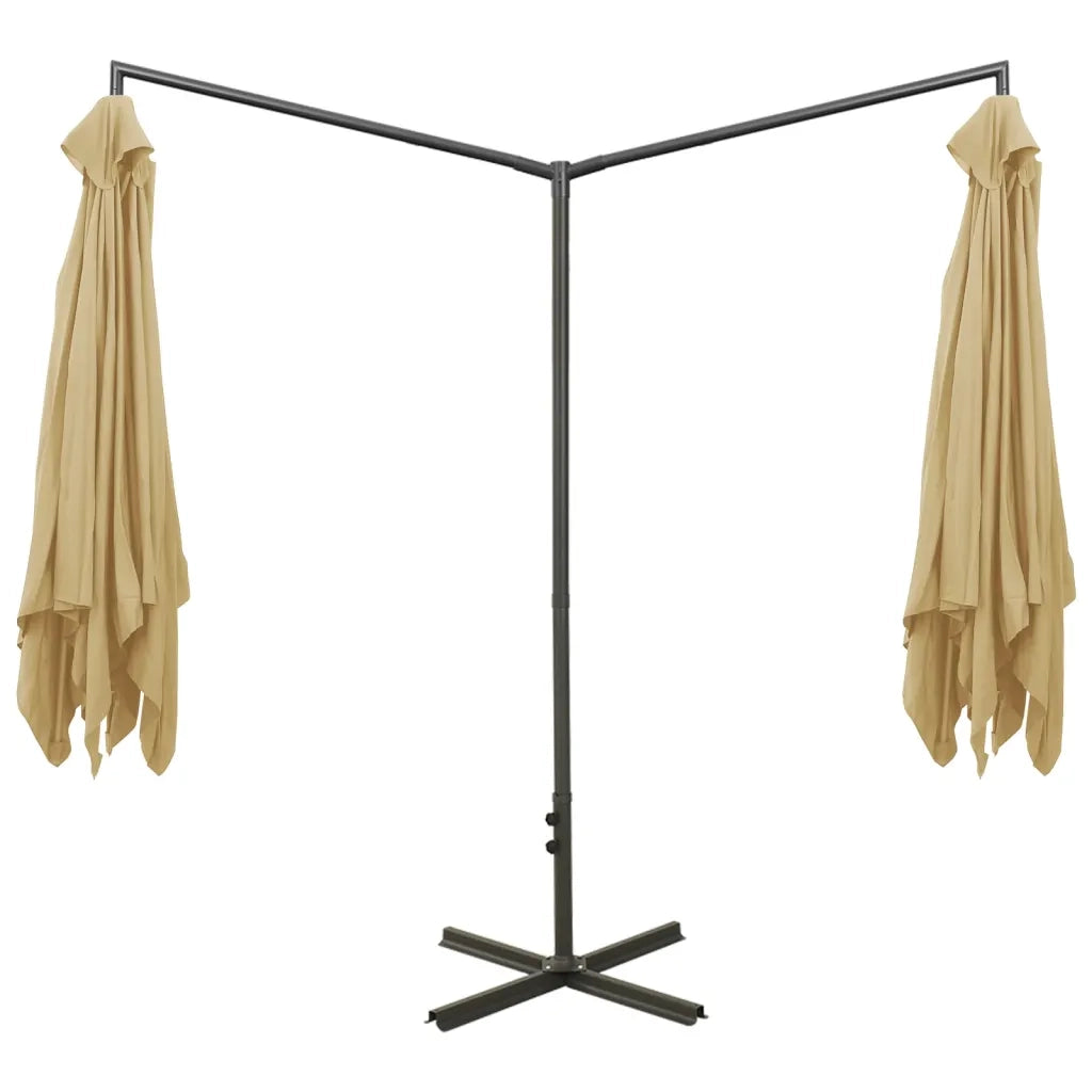Ombrellone Doppio con Palo in Acciaio Grigio Talpa 600x300 cm