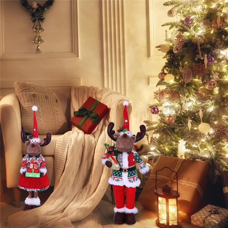 DECORAZIONE NATALIZIA RENNA IN PIEDI 80 CM UN DETTAGLIO DI STILE PER LE TUE FESTE CM.23X18X80H
