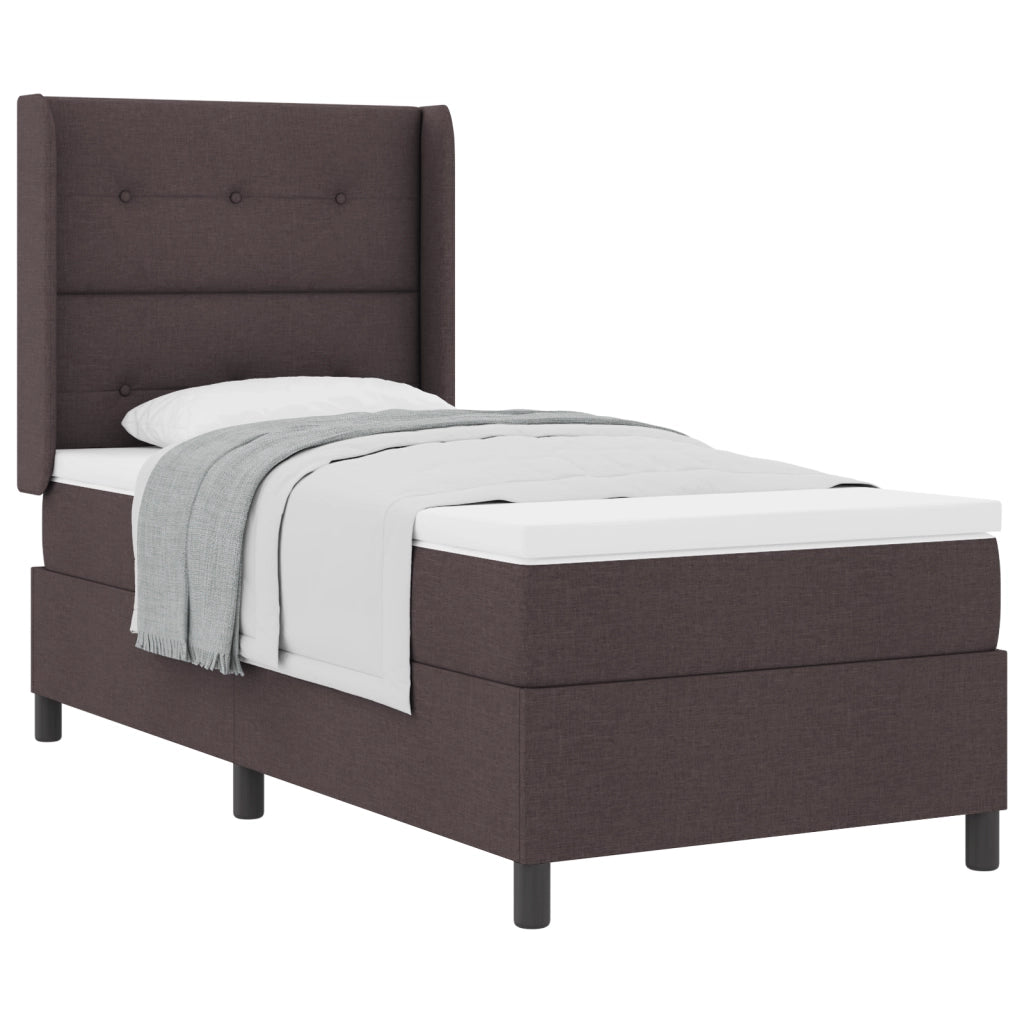 Letto a Molletta  con materasso Marrone Scuro 80x200 cm Tessuto