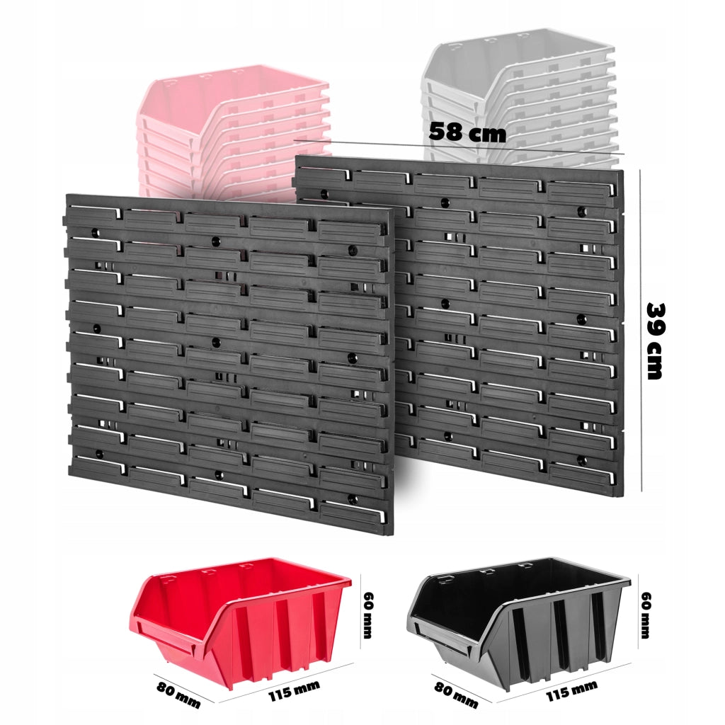 Pannello portautensili KADAX da parete per officina, 116x39 cm, 14 scomparti, 20 supporti, garage.