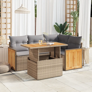 Set Divano da Giardino 5 pz con Cuscini Beige Polyrattan Acacia 3327706
