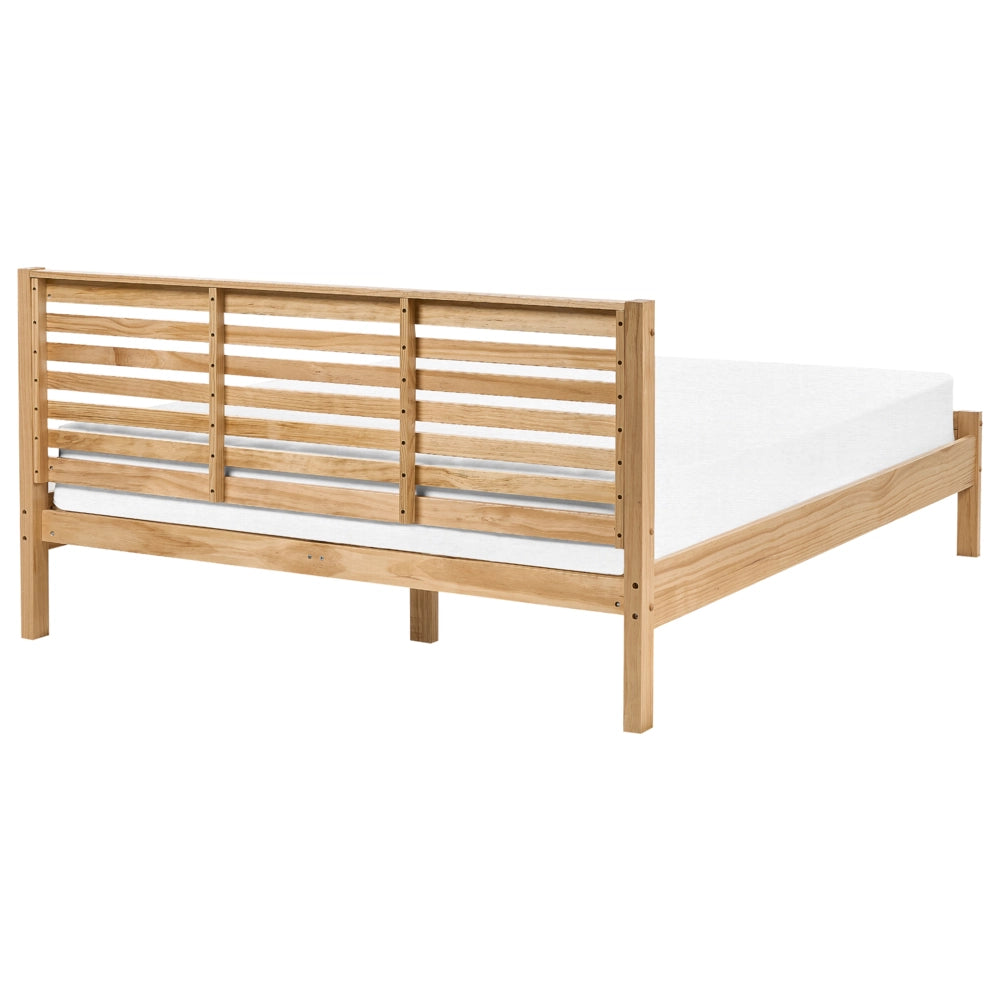 Letto in marrone chiaro 160 x 200 cm testiera e rete a doghe letto grande