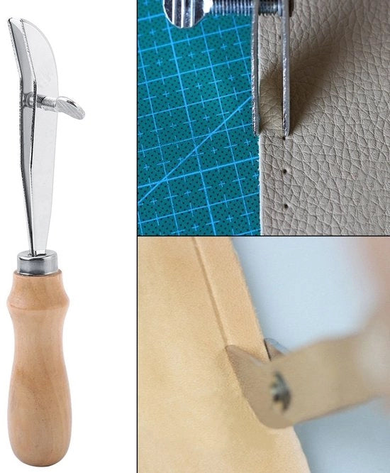 Verstelbare Scheukenverwijderaar in Staal - Manuale con Manico in Legno - Gereedschafto Artigianale - Strumento per Taglio - Lunghezza Complessiva 19 cm - Lavorazione in Pelle